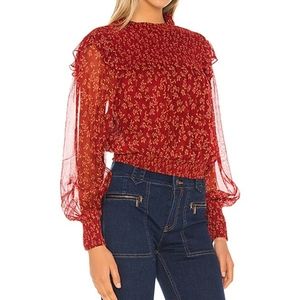 FREE PEOPLE Roma Smocked Neck Blouse Free People